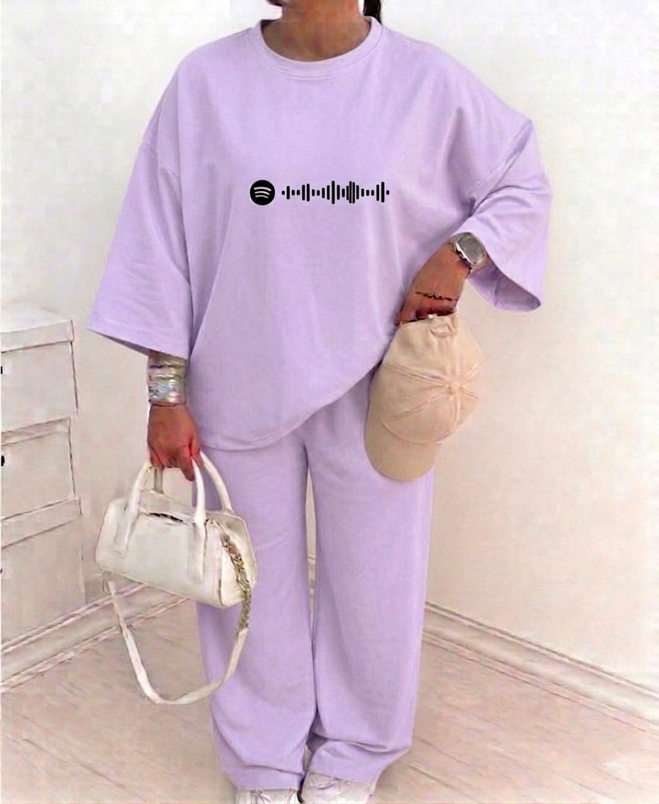 Spotify signature" Premium Co-Ord Set – Oversized Tee & Wide-Leg Trouser