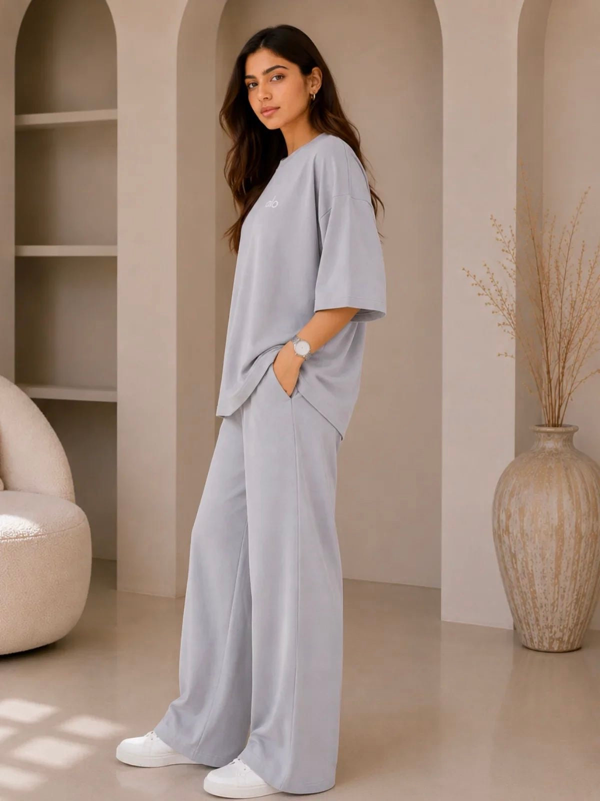ALO Signatire" Premium gray Co-Ord Set –