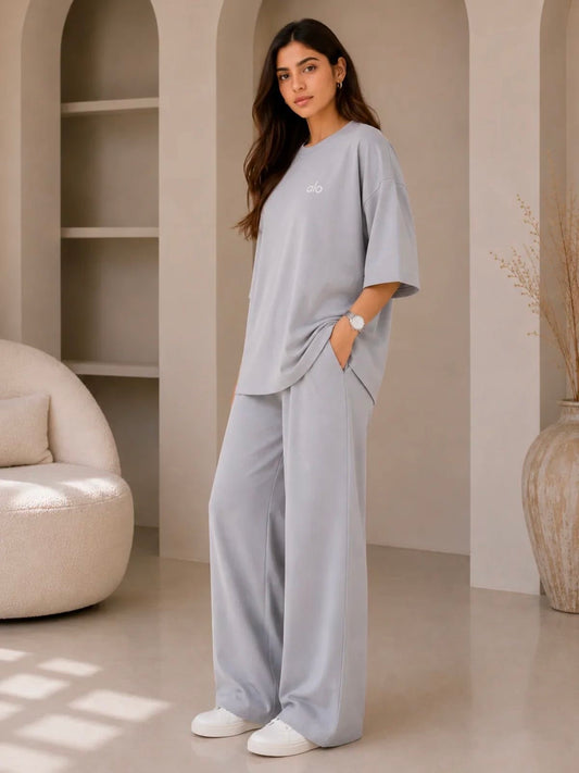 ALO Signatire" Premium gray Co-Ord Set –