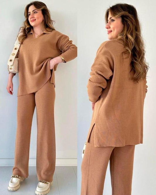 POLO V NECK 2 PIECE KNIT CO ORD SET