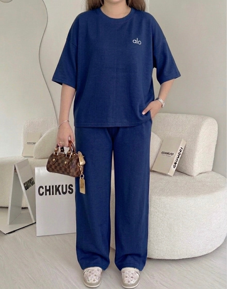 Chikus signature alo print drop Shoulder Set