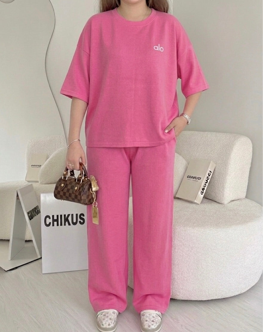 Chikus signature alo print drop Shoulder Set