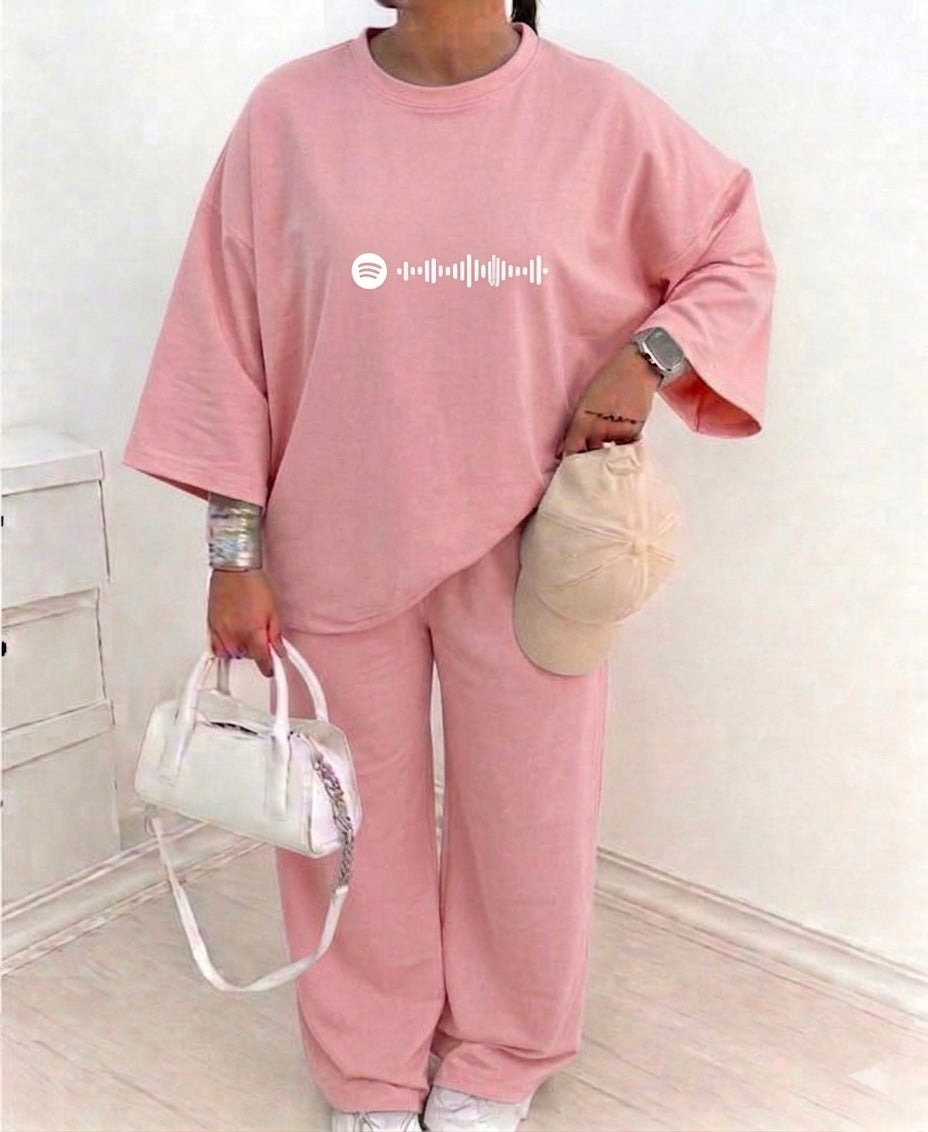 Spotify signature" Premium Co-Ord Set – Oversized Tee & Wide-Leg Trouser