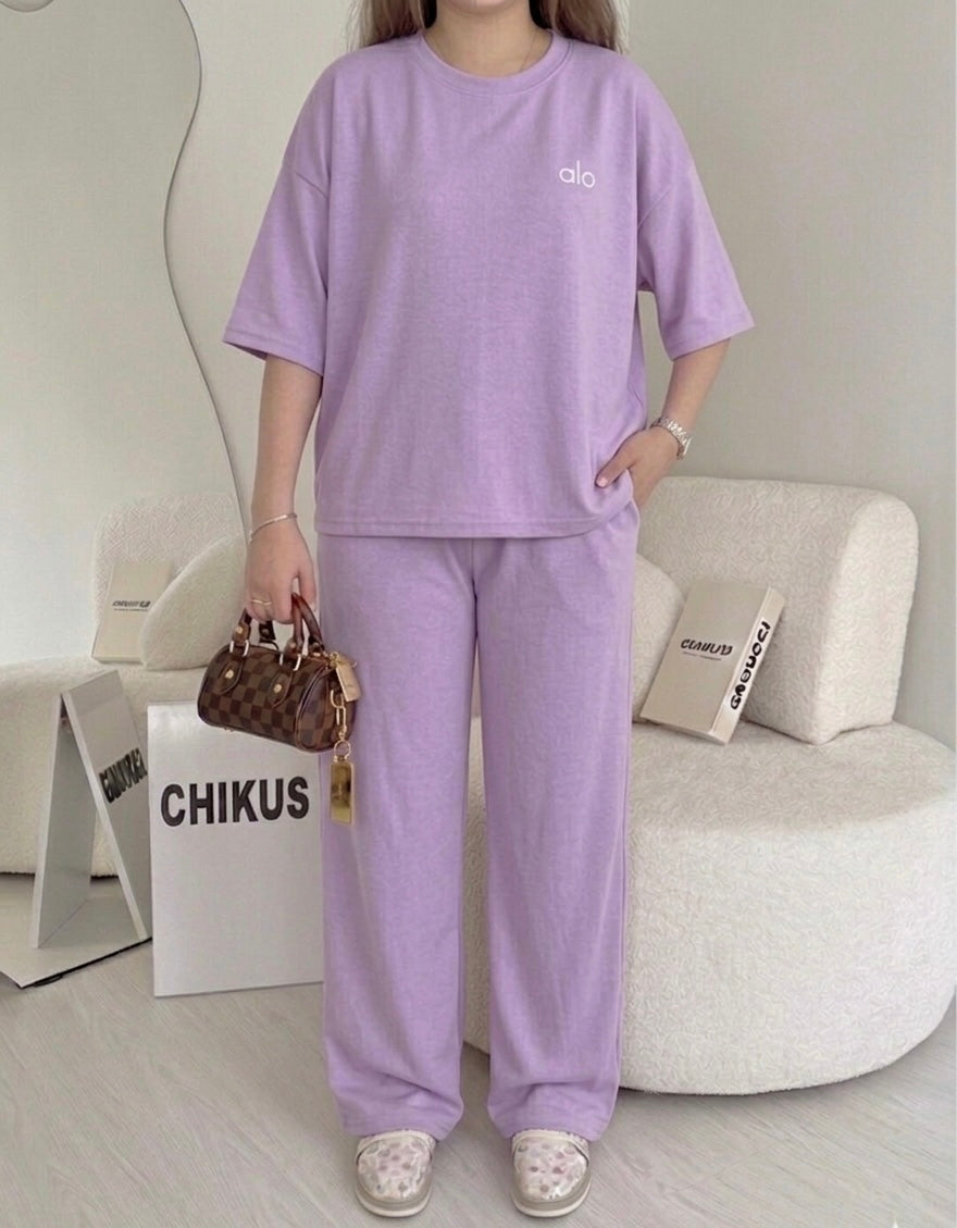 Chikus signature alo print drop Shoulder Set