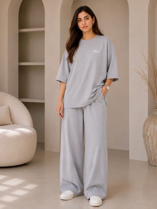 ALO Signatire" Premium gray Co-Ord Set –