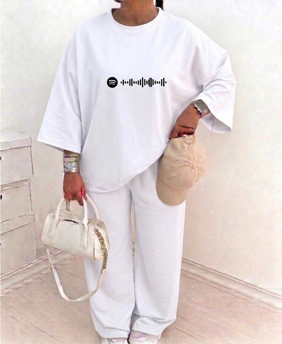 Spotify signature" Premium Co-Ord Set – Oversized Tee & Wide-Leg Trouser