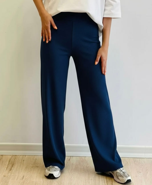 Wide leg Ribbed Straight Flare Trouser