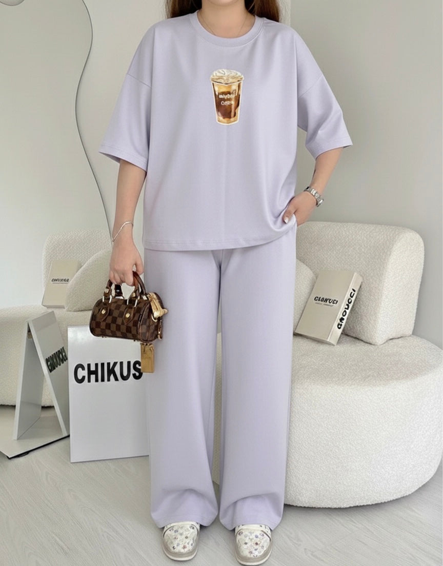 Chikus coffee Drop-Shoulder Set
