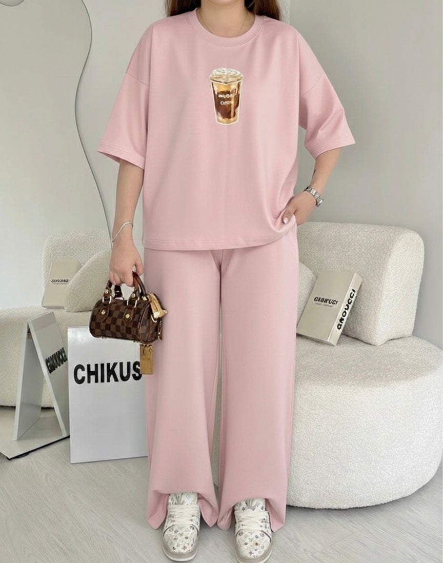 Chikus coffee Drop-Shoulder Set