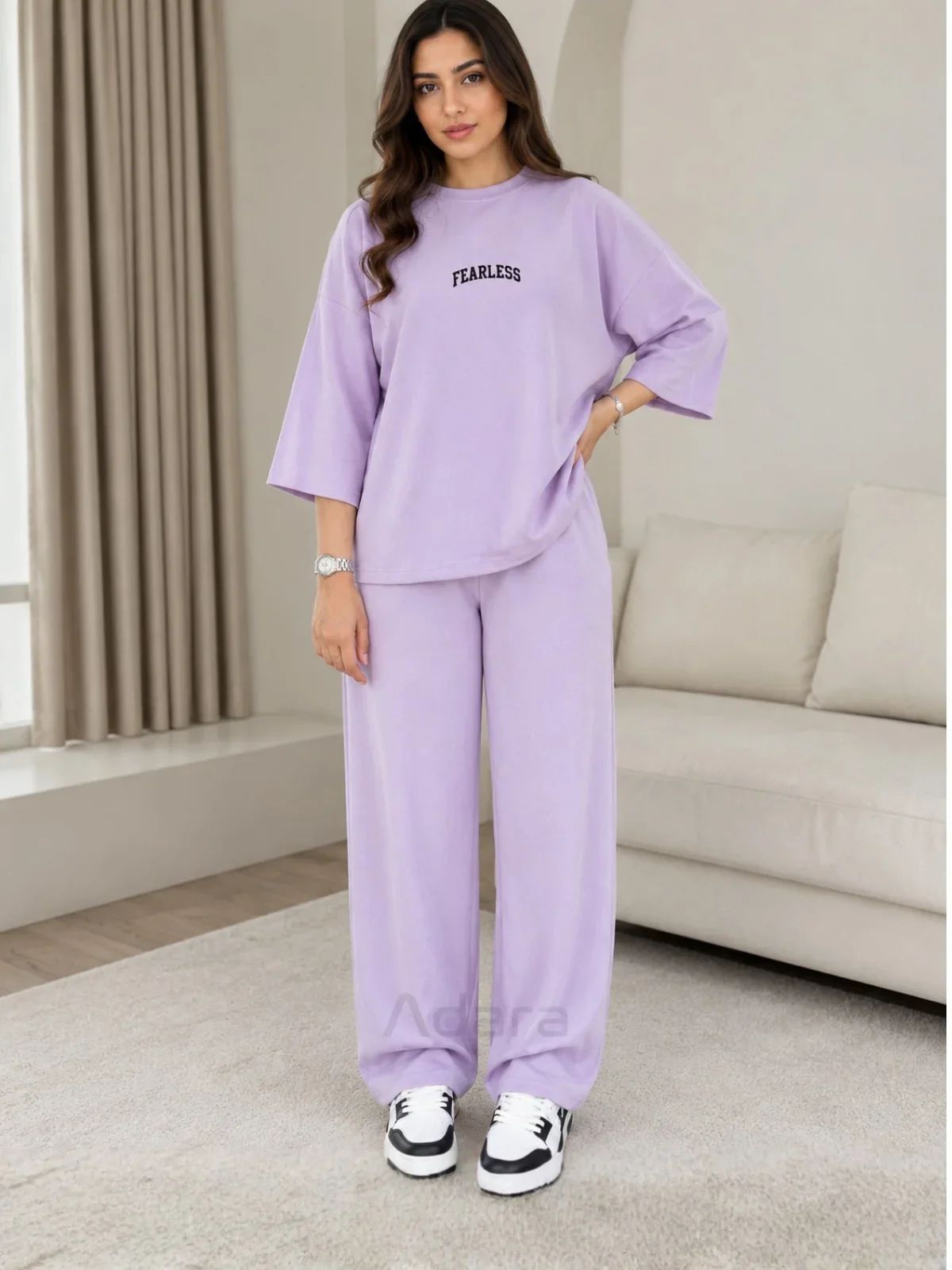 Fearless" Premium lalik purple Co-Ord Set – Oversized Tee & Wide-Leg Trouser