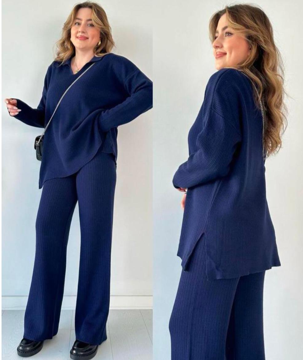 POLO V NECK 2 PIECE KNIT CO ORD SET