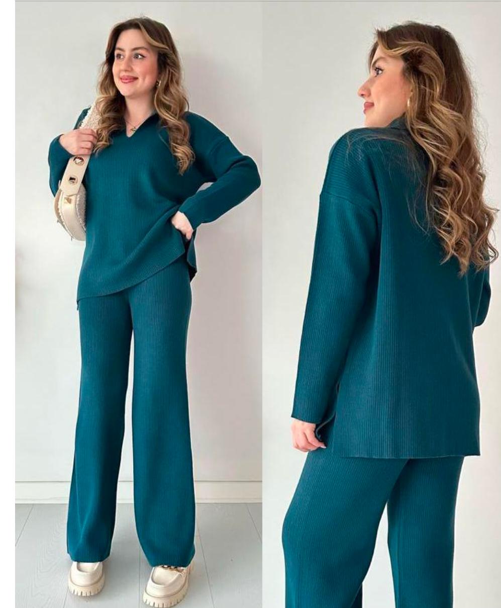 POLO V NECK 2 PIECE KNIT CO ORD SET