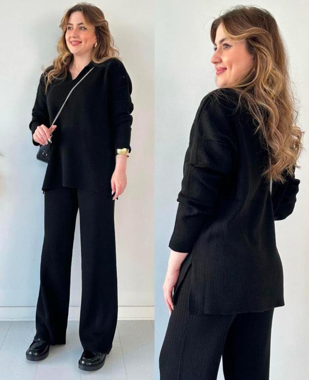 POLO V NECK 2 PIECE KNIT CO ORD SET